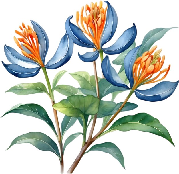 Watercolor painting of palash flower