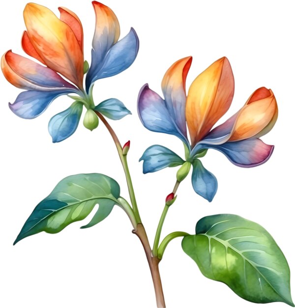 PSD watercolor painting of palash flower