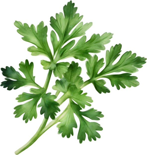 PSD watercolor painting of parsley plant