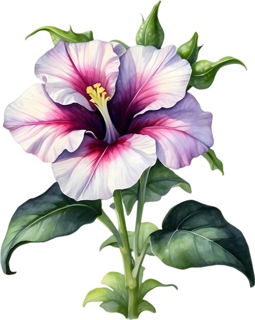 PSD watercolor painting of a petunia black velvet flower