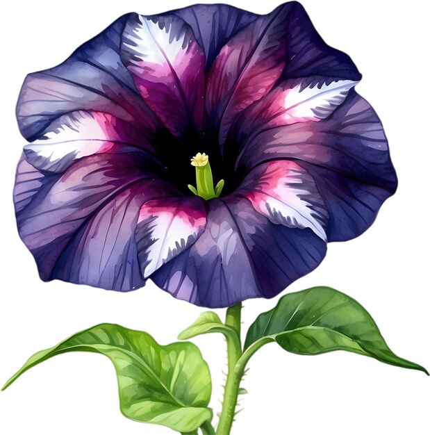 PSD watercolor painting of a petunia black velvet flower