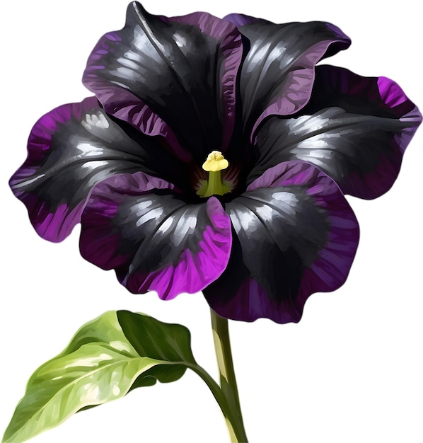 PSD watercolor painting of a petunia black velvet flower