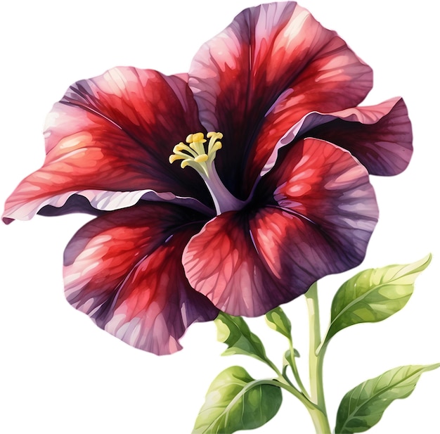 PSD watercolor painting of a petunia black velvet flower