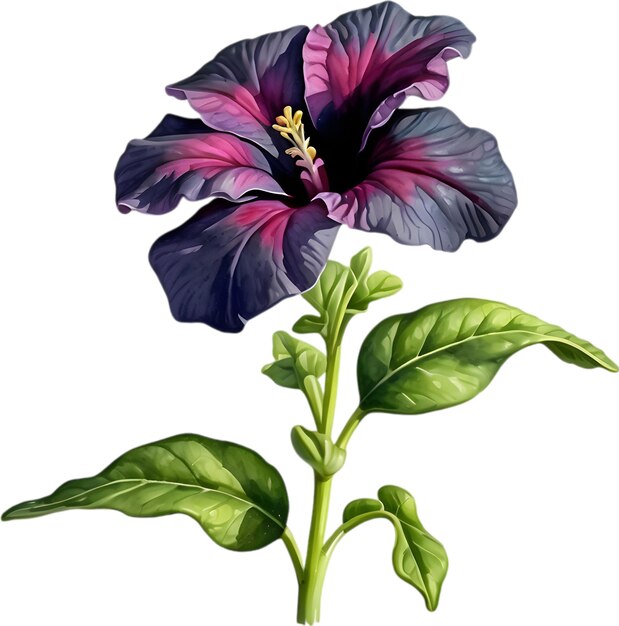 PSD watercolor painting of a petunia black velvet flower