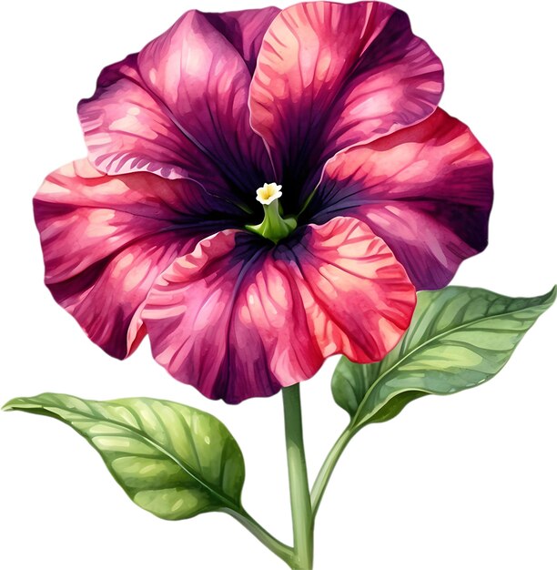 PSD watercolor painting of a petunia black velvet flower