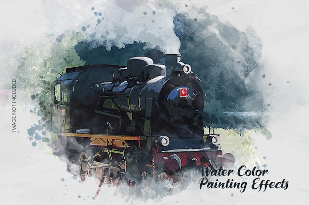 Watercolor painting photo effect template