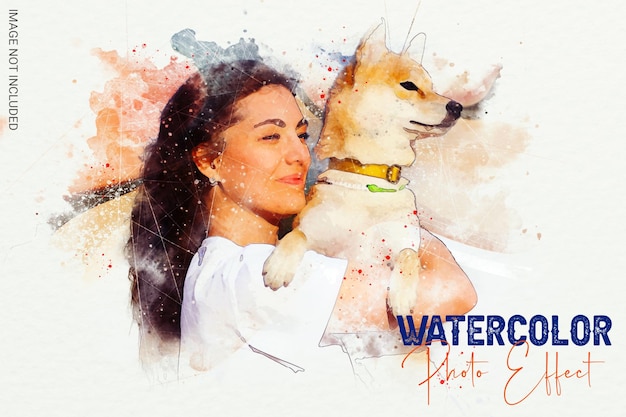 PSD watercolor painting photo effect