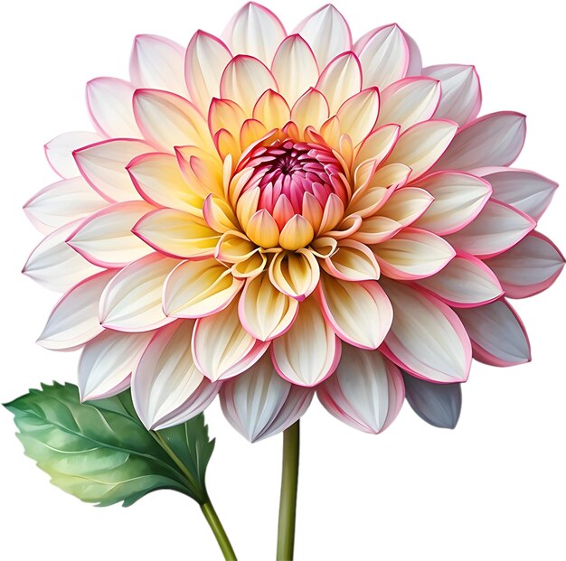 PSD watercolor painting of a pompon dahlia flower