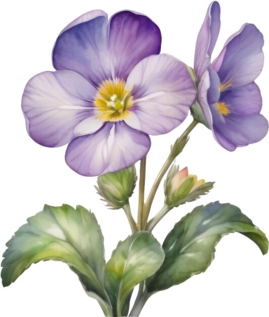 PSD watercolor painting of a primrose flower