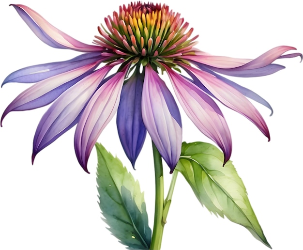 Watercolor painting of purple coneflower