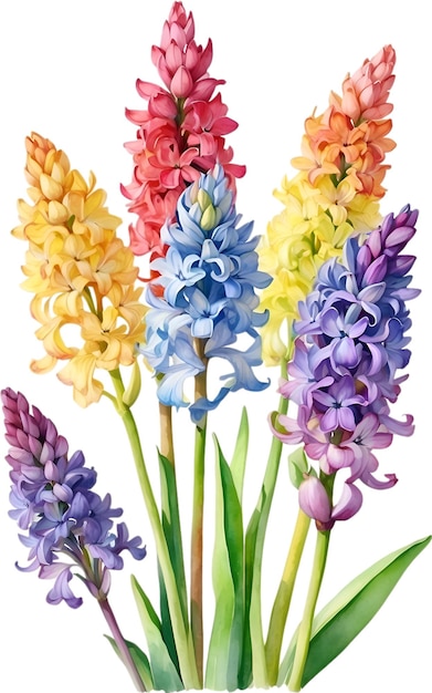 Watercolor painting of rainbow hyacinth flower illustration of flowers aigenerated