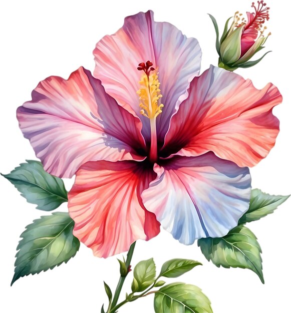 Watercolor painting of rose of sharon hibiscus syriacus flower