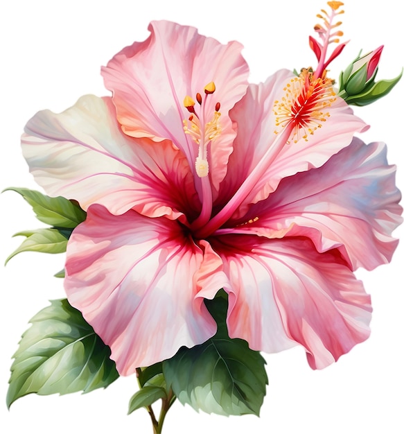 Watercolor painting of rose of sharon hibiscus syriacus flower