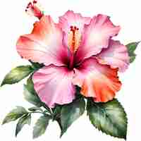 PSD watercolor painting of rose of sharon hibiscus syriacus flower
