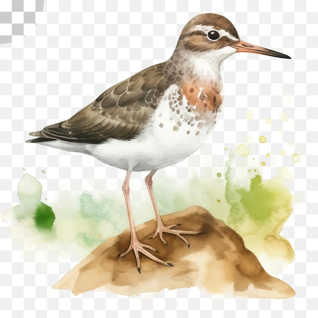 PSD watercolor painting of a sandpiper bird, png download