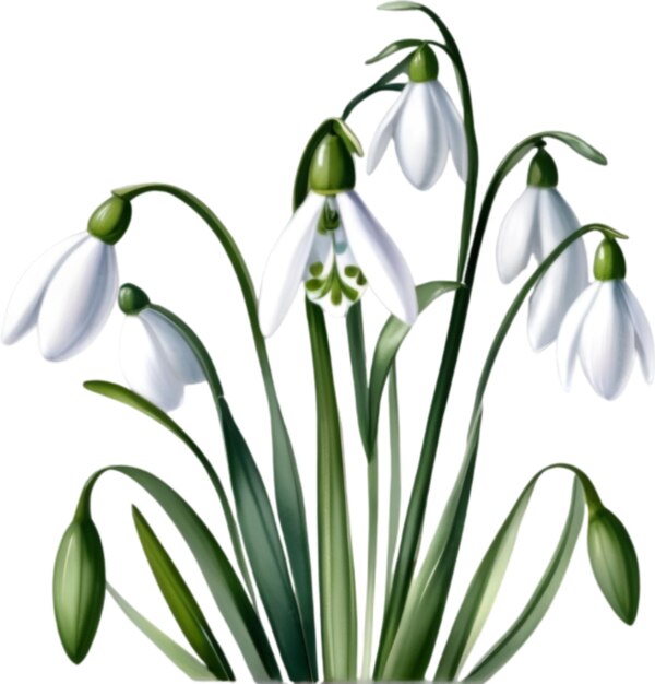 PSD watercolor painting of a snowdrop flower