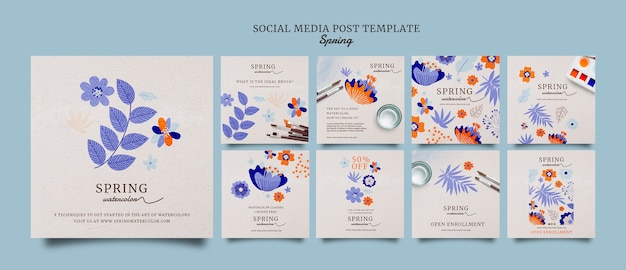 PSD watercolor painting social media posts