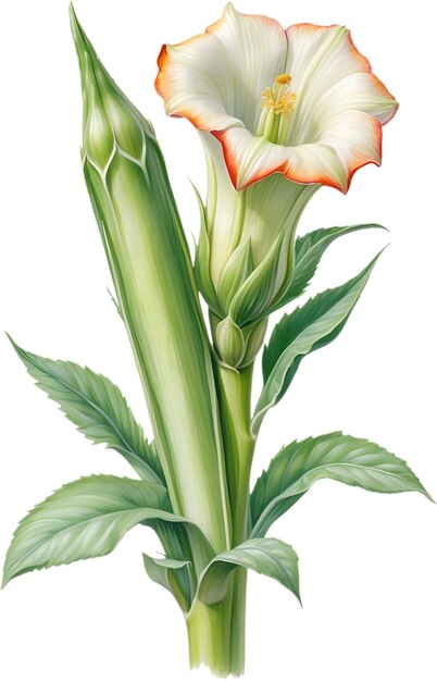 PSD watercolor painting of squash flower aigenerated