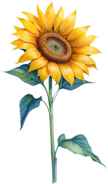 PSD watercolor painting of sunflower aigenerated