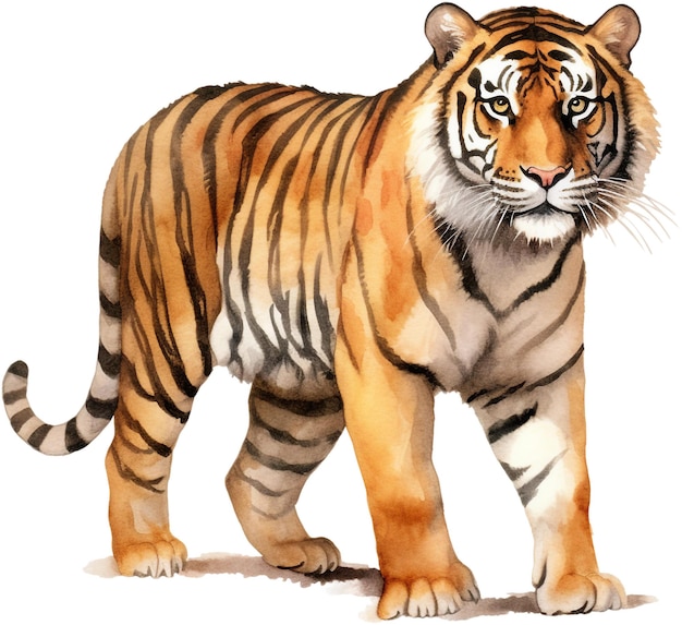 a watercolor painting of a tiger