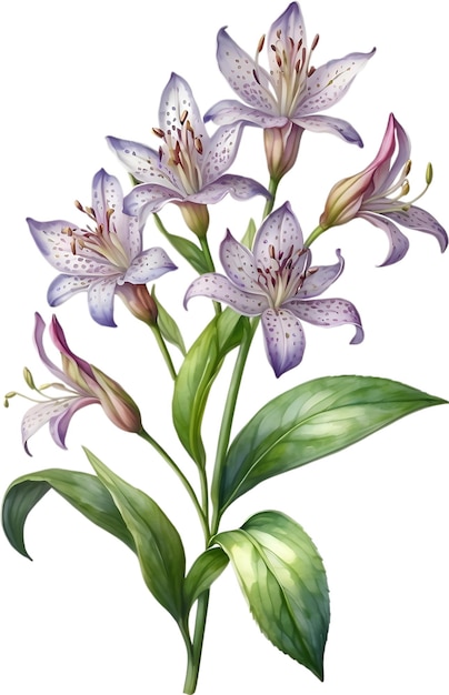 PSD watercolor painting of toad lily flower illustration of flowers aigenerated