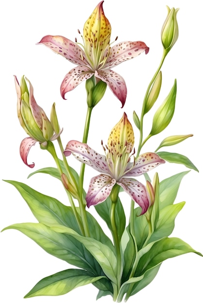 PSD pittura ad acquerello del fiore del giglio di rospo illustrazione dei fiori aigenerati