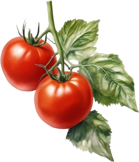 PSD watercolor painting of tomatoes