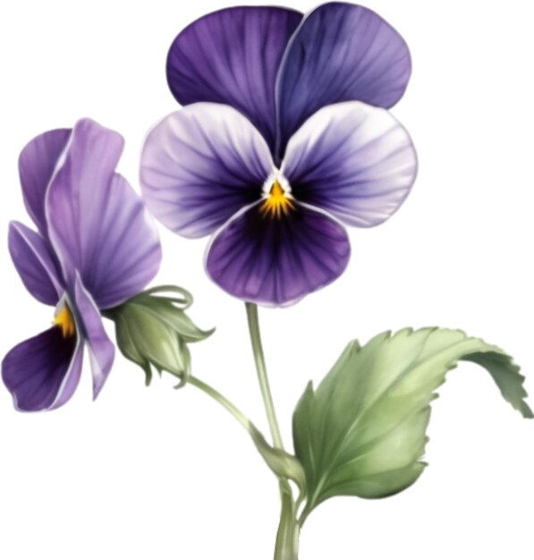 PSD watercolor painting of a violet flower viola sororia flower