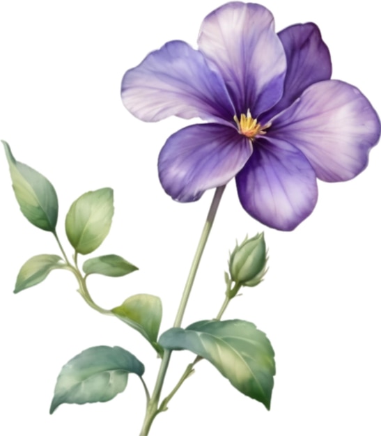 Watercolor painting of a violet flower viola sororia flower