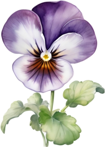PSD watercolor painting of a violet flower viola sororia flower
