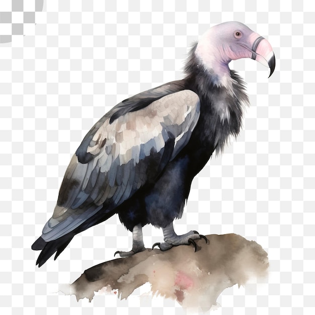 PSD watercolor painting of a vulture, transparent png