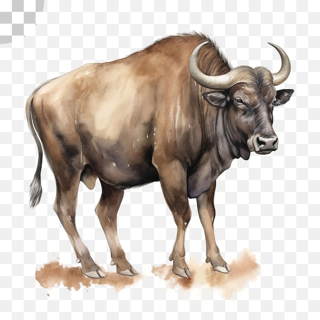 PSD watercolor painting of a water buffalo - watercolor painting of a water buffalo png download