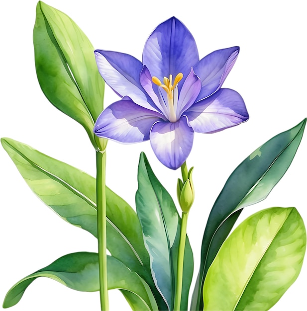 PSD watercolor painting of a water hyacinth flower