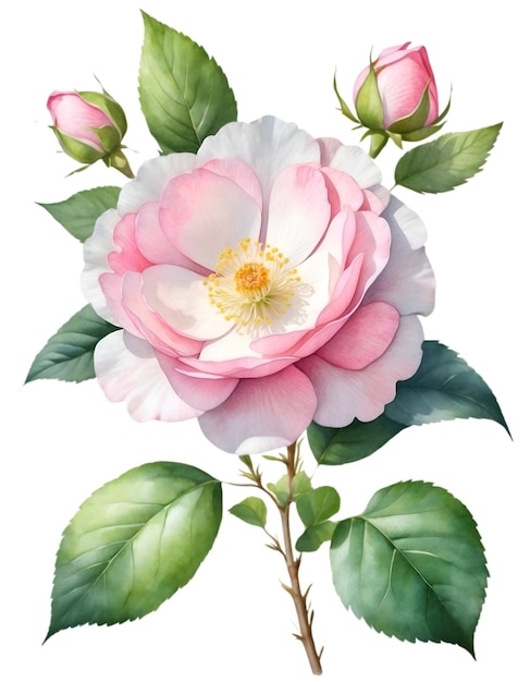 PSD watercolor painting of the wild rose