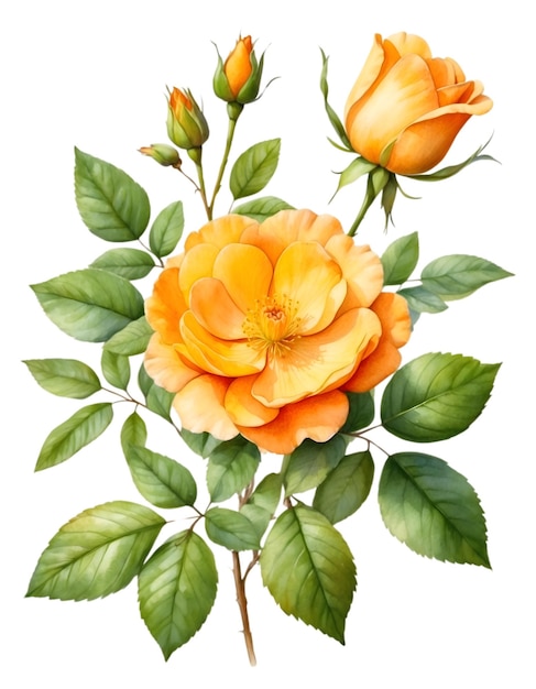 PSD watercolor painting of the wild rose