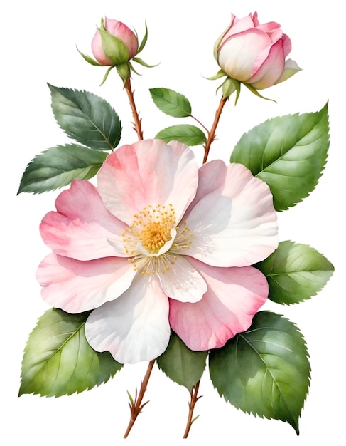 PSD watercolor painting of the wild rose