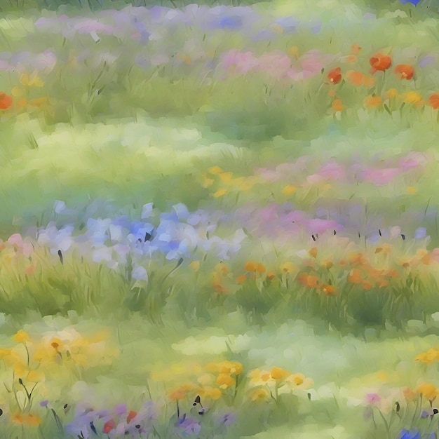 PSD watercolor painting of a wildflower field aigenerated