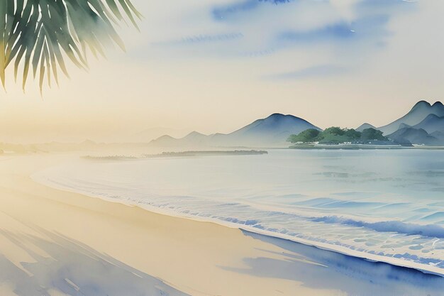 PSD watercolor paintings of beautiful beaches and islands