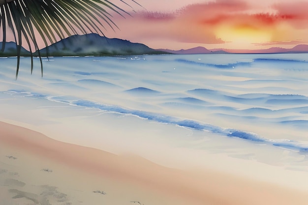 PSD watercolor paintings of beautiful beaches and islands