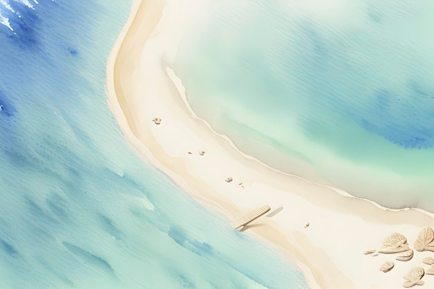 PSD 아름다운 해변 과 섬 들 의 수채화 그림