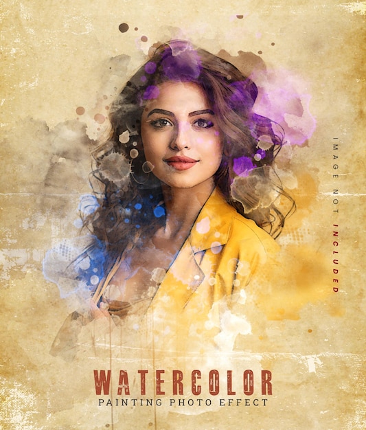 Watercolor photo effect mockup