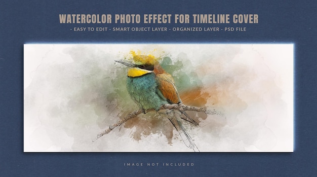 PSD watercolor photo effect for social media timeline cover