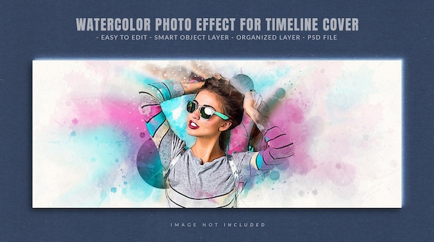 Watercolor photo effect for social media timeline cover
