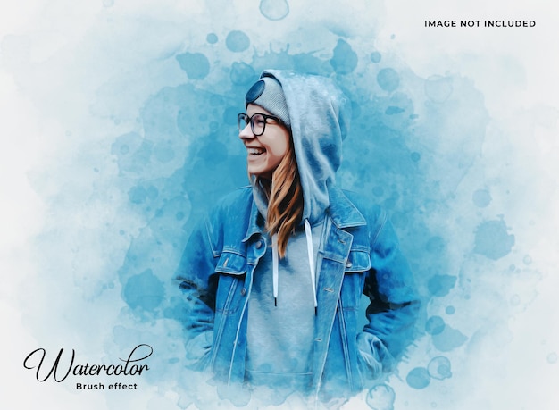 Watercolor photo effect template