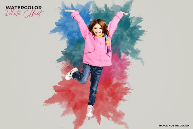 PSD watercolor photo effect template