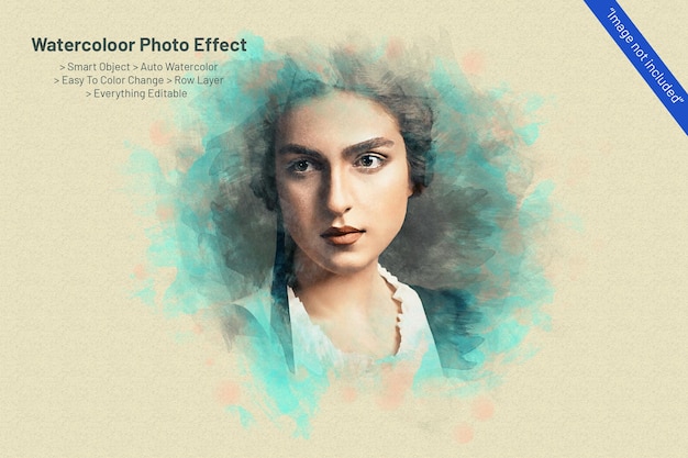 PSD watercolor photo effect template