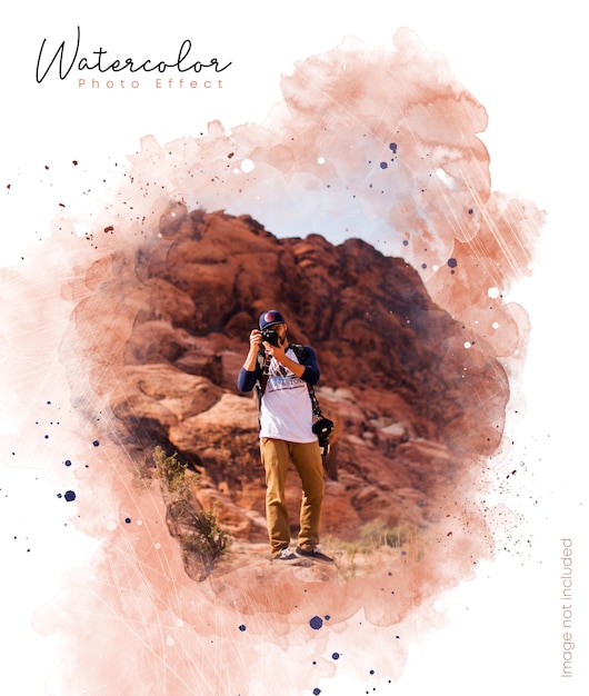 PSD watercolor photo painting design