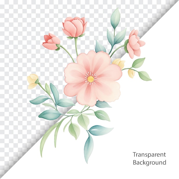 PSD watercolor pink flowers transparent background