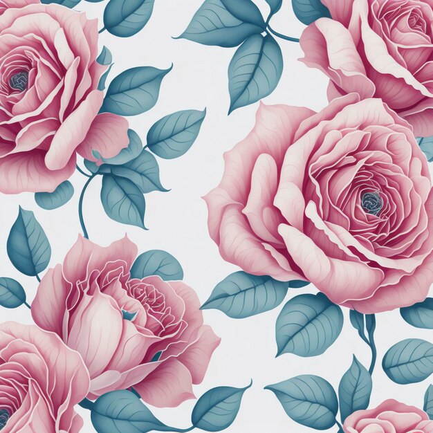 Watercolor pink roses on a white background aigenerated