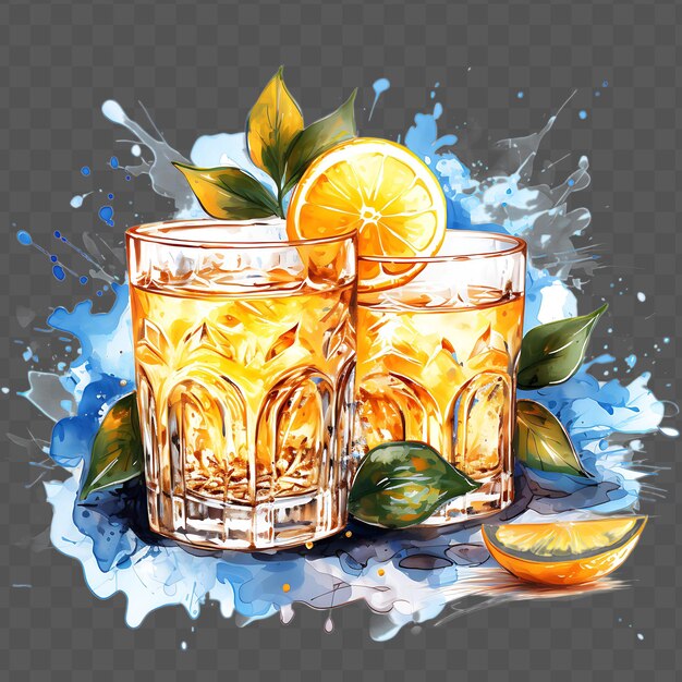 PSD watercolor of raki drink a traditional anise flavored alcoho isolated psd transparent collage art